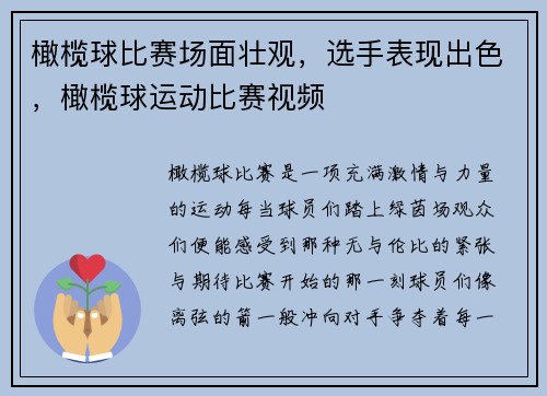 橄榄球比赛场面壮观，选手表现出色，橄榄球运动比赛视频